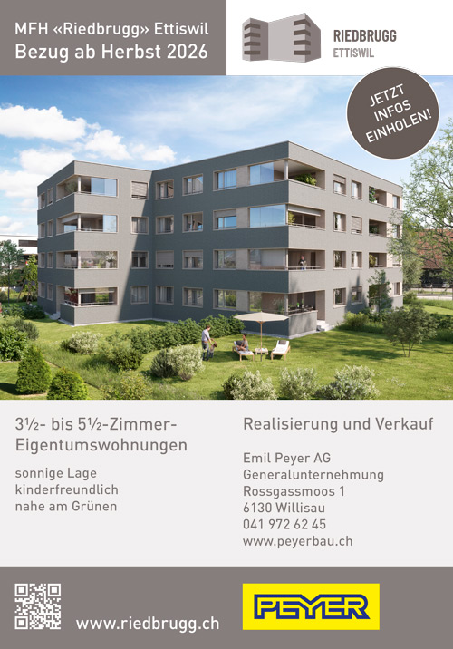 Printinserat für das Immobilienprojekt Riedbrugg Ettiswil